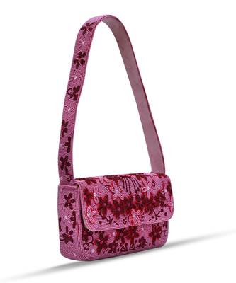 Suede multicolor baguette bag with handle 2