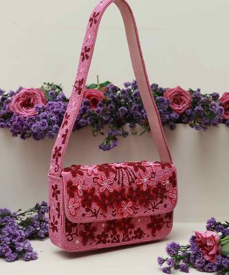 Suede multicolor baguette bag with handle 5