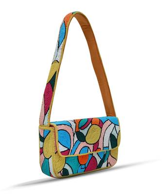 multicolor poppy suede baguette bag with handle 1
