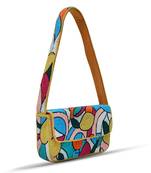 multicolor poppy suede baguette bag with handle