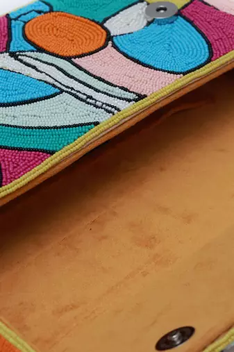 multicolor poppy suede baguette bag with handle