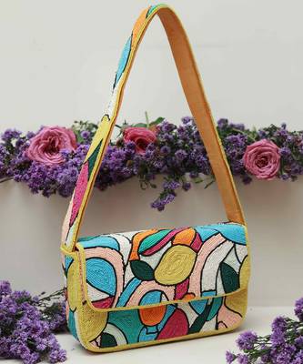 multicolor poppy suede baguette bag with handle 4