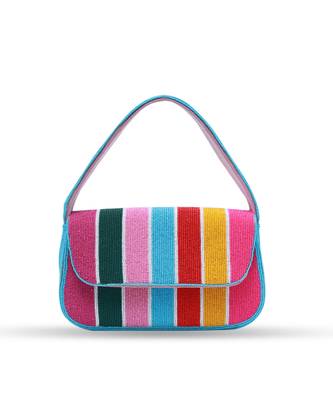 multicolor stripesuede baguette bag with handle 2