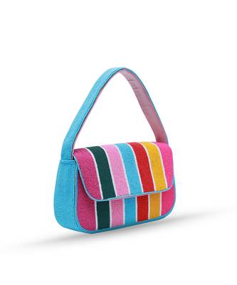 multicolor stripesuede baguette bag with handle 3