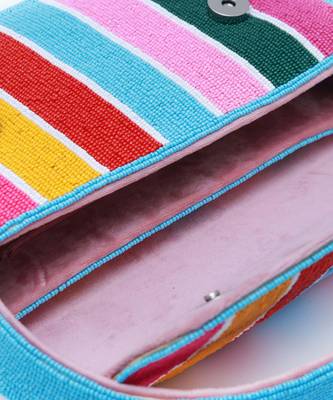 multicolor stripesuede baguette bag with handle 4