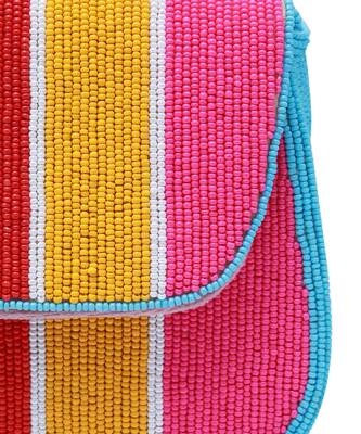 multicolor stripesuede baguette bag with handle 5