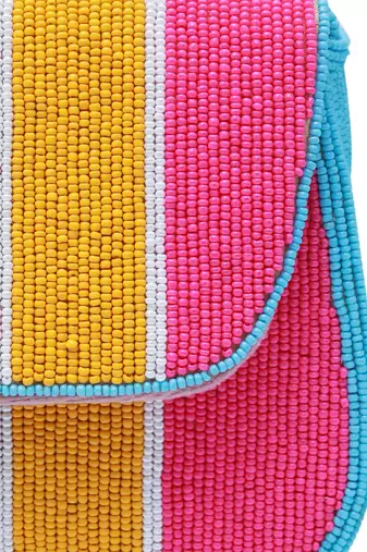 multicolor stripesuede baguette bag with handle