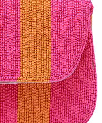 Orange pink stripe suede baguette bag with handle 5