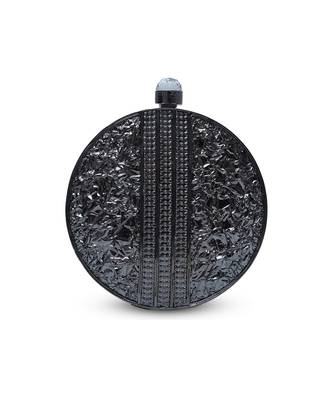 Black round embellished brass clutch 3