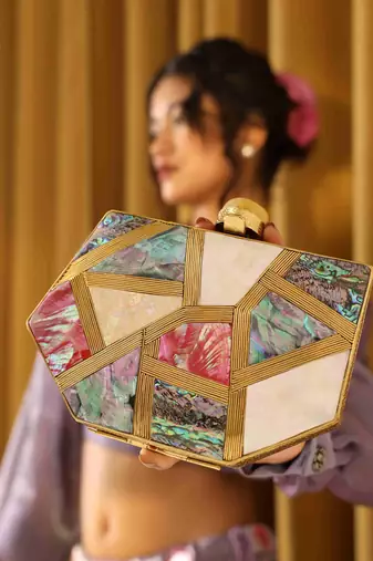 Gold multicolor clutch