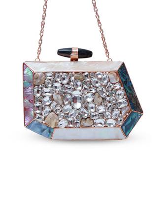 Gold beaded embellished clutch 2