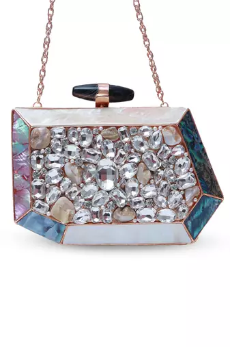 Gold beaded embellished clutch