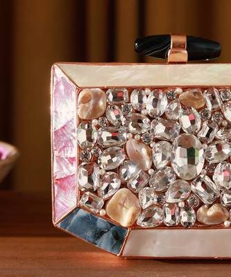 Gold beaded embellished clutch 3