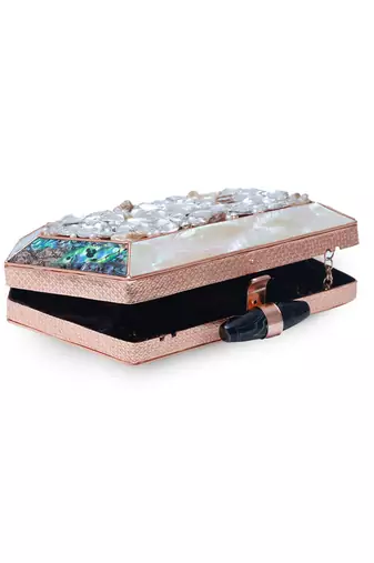 Gold beaded embellished clutch