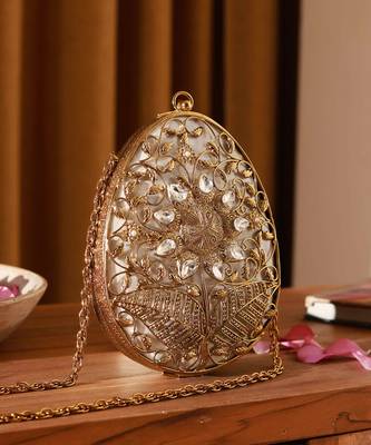 Gold intricate brass clutch 1
