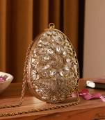 Gold intricate brass clutch