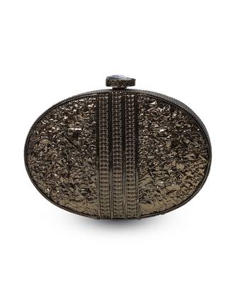 Gold embellished brass clutch with inticrate work 4