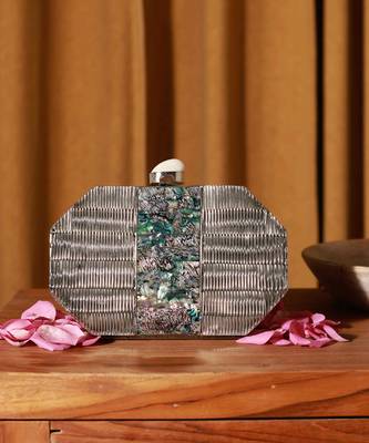 Silver clutch with detachable chain 2
