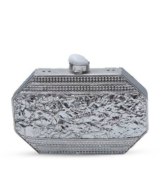 Silver clutch with detachable chain 4