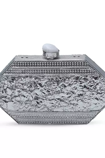 Silver clutch with detachable chain
