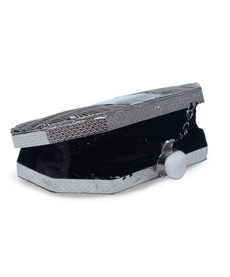 Silver clutch with detachable chain 5