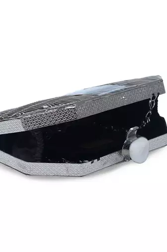 Silver clutch with detachable chain