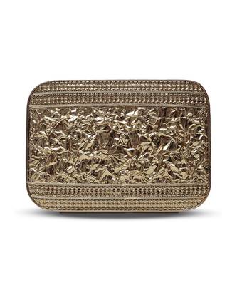Handcrafted gold clutch with detachable chain 4