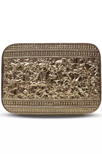 Handcrafted gold clutch with detachable chain