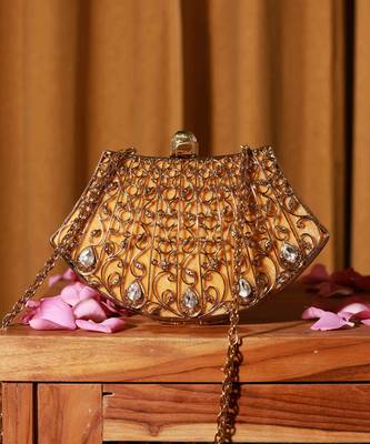 Gold embellished brass clutch 1