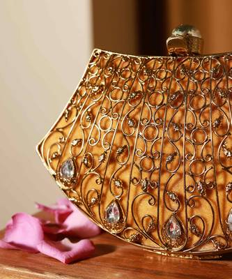 Gold embellished brass clutch 3