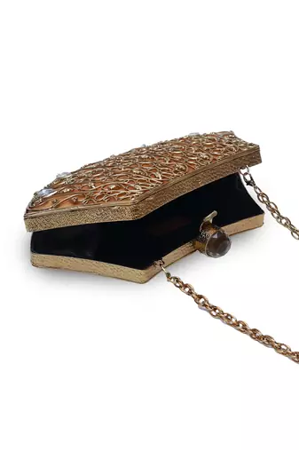 Gold embellished brass clutch