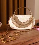 Handcrafted gold clutch with removeable chain