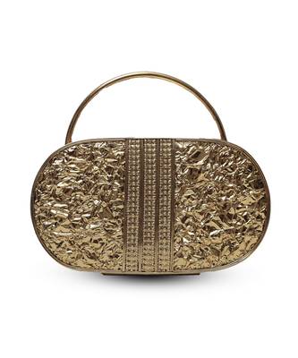Handcrafted gold clutch with removeable chain 3