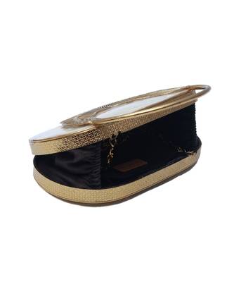 Handcrafted gold clutch with removeable chain 4
