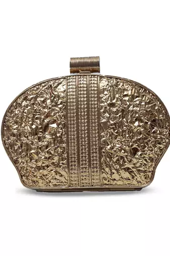 Gold and white clutch with detachable chain