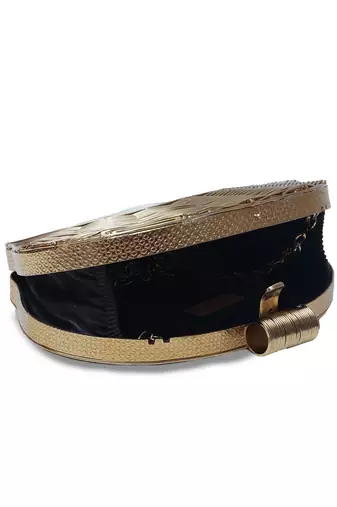 Gold and white clutch with detachable chain