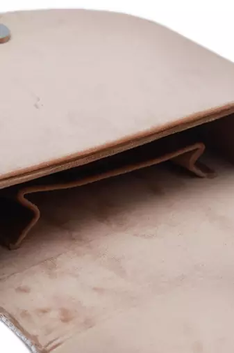 Peach suede flap over bag with handle