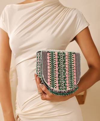 Green suede green flap over bag with handle 1
