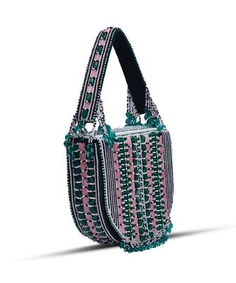 Green suede green flap over bag with handle 2