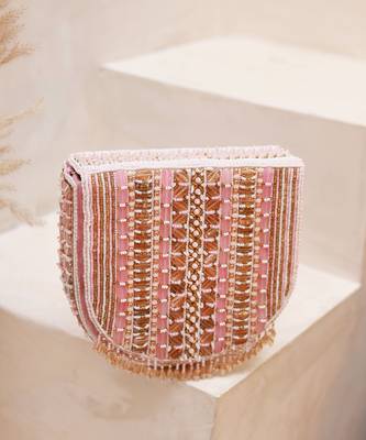 Pink suede flap over bag with handle 2