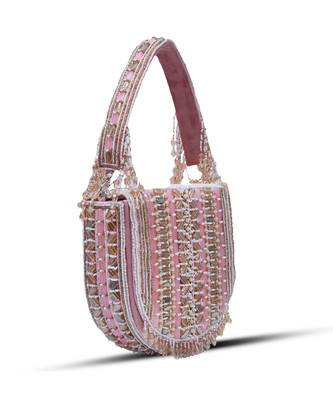 Pink suede flap over bag with handle 3