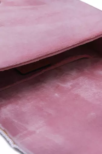 Pink suede flap over bag with handle