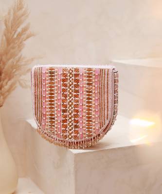 Pink suede flap over bag with handle 5