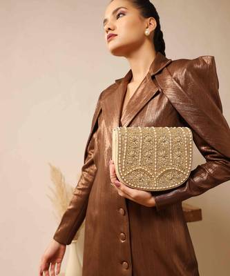 Beige suede flap over bag with handle 1