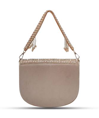 Beige suede flap over bag with handle 2