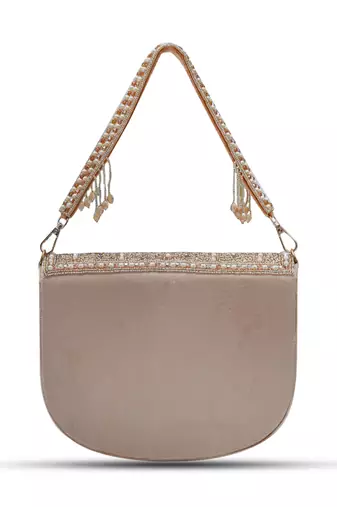 Beige suede flap over bag with handle