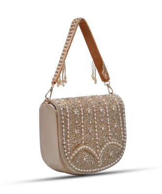 Beige suede flap over bag with handle 3