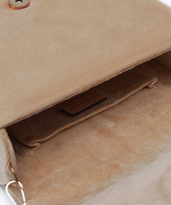 Beige suede flap over bag with handle 4
