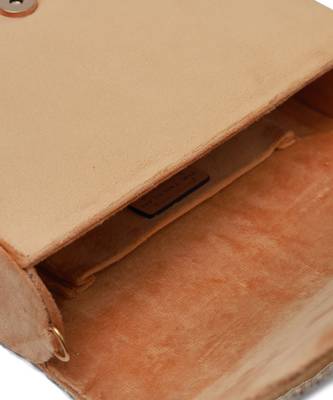 Gold suede golden flap over bag with handle 5