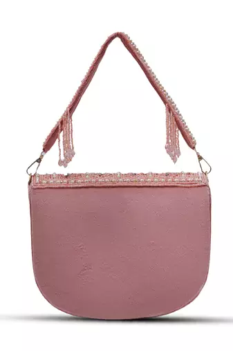 Pink suede bag with handle